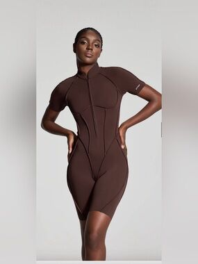 “Better Me” Iconic Catsuit Elegant Brown Jumpsuit with open back-XS